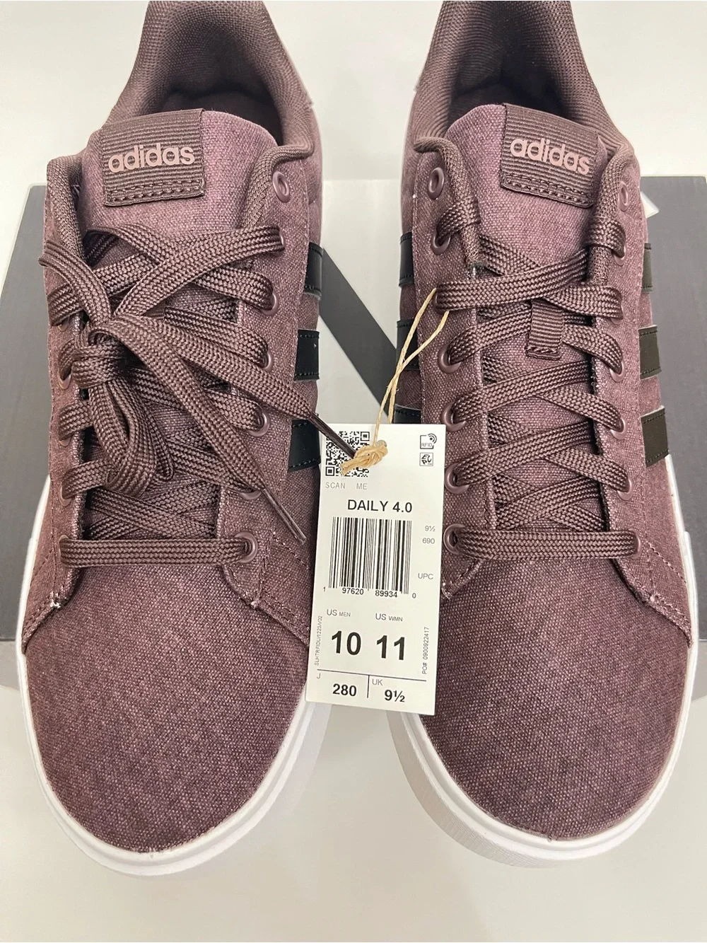 Adidas Daily 4.0 Canvas Sneakers Burgundy Brown IE0601 NWT